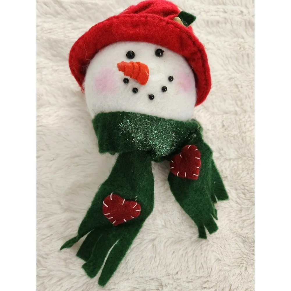 Fabric Christmas Ornament Snowman‎ Head W/ Scarf 6
